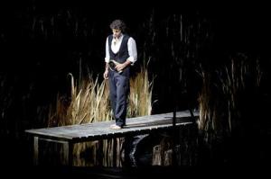 Handout photo shows tenor Kaufmann performing during a rehearsal at the La Scala opera theatre in Milan